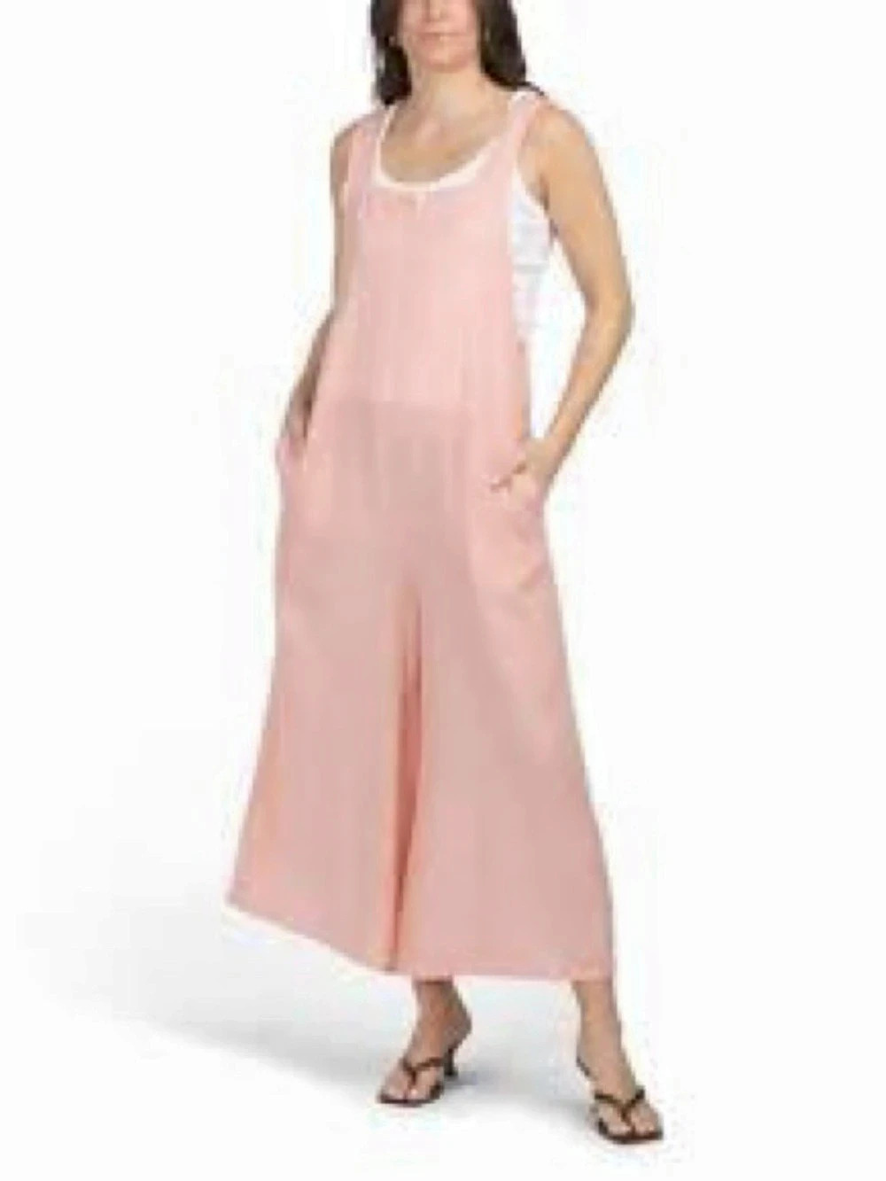 haute hippie Black Linen Blend Wide Leg Jumpsuit Size Medium